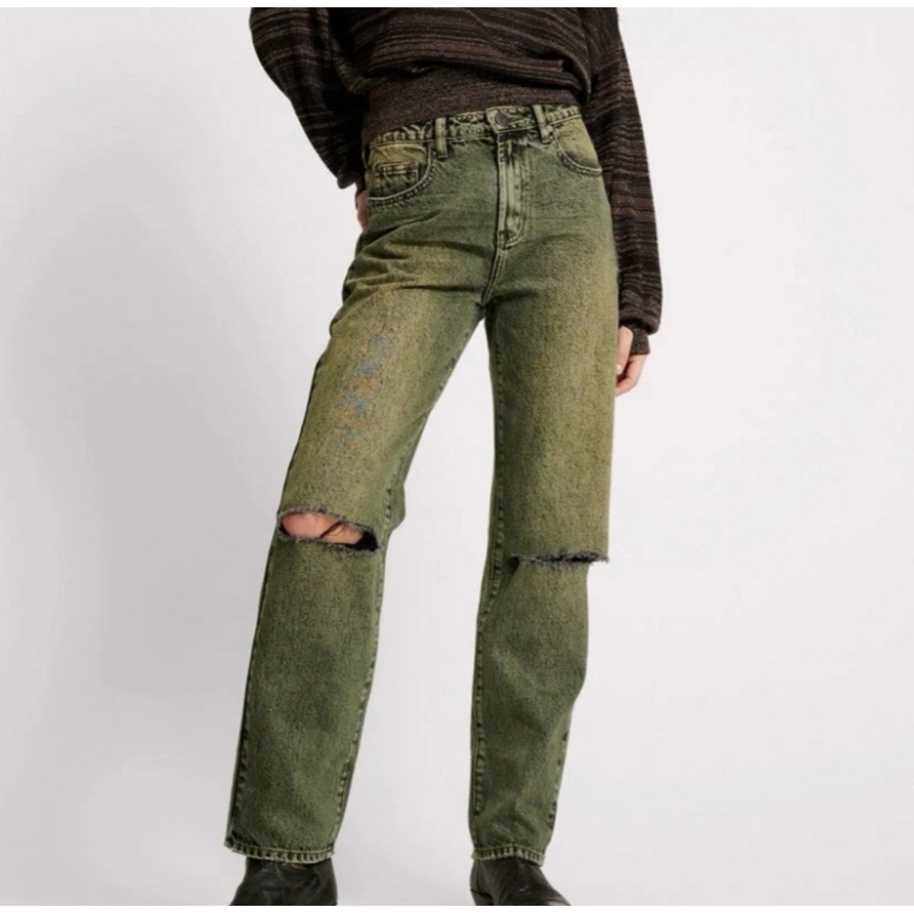 Free People x One Teaspoon Awesome Baggies Jeans Black Khaki Size 31 NWT $148‎ - Picture 2 of 15